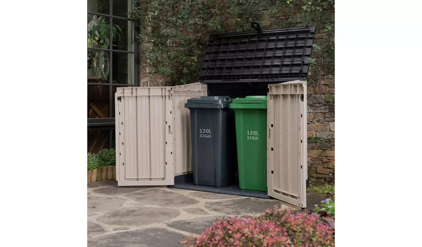 Keter Store-It-Out Midi 880L Plastic Garden Storage – Beige &amp; Brown