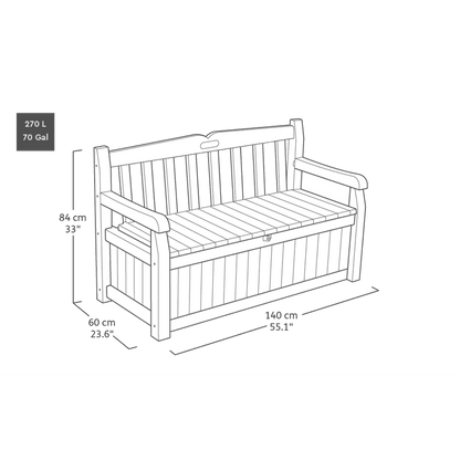 Keter Eden 265L Plastic Storage Bench – Dark Grey