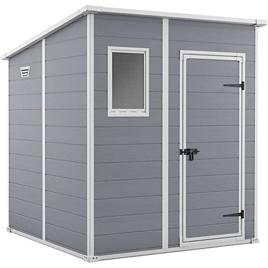 Keter 6′ x 6′ Manor Plastic Pent Garden Storage Shed – Grey