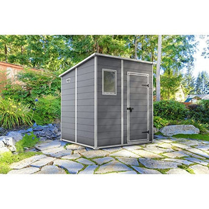 Keter 6′ x 6′ Manor Plastic Pent Garden Storage Shed – Grey