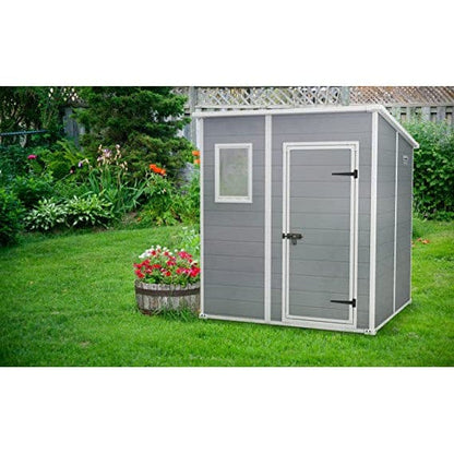 Keter 6′ x 6′ Manor Plastic Pent Garden Storage Shed – Grey